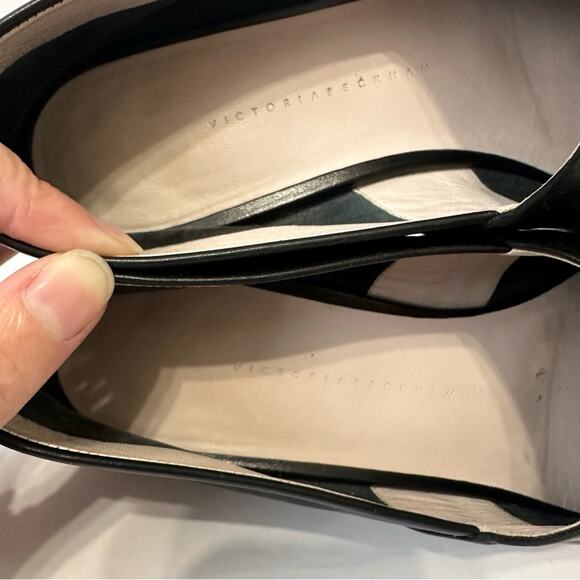Victoria Beckham Black Flats size IT 38 Leather Loafer Square Toe - Picture 7 of 8